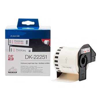 DK-22251 (DK22251) Συμβατές Αυτοκόλλητες Ετικέτες Black/Red 62mmX15m για Εκτυπωτή Ετικετών BROTHER σε ρολό 15 μέτρων
