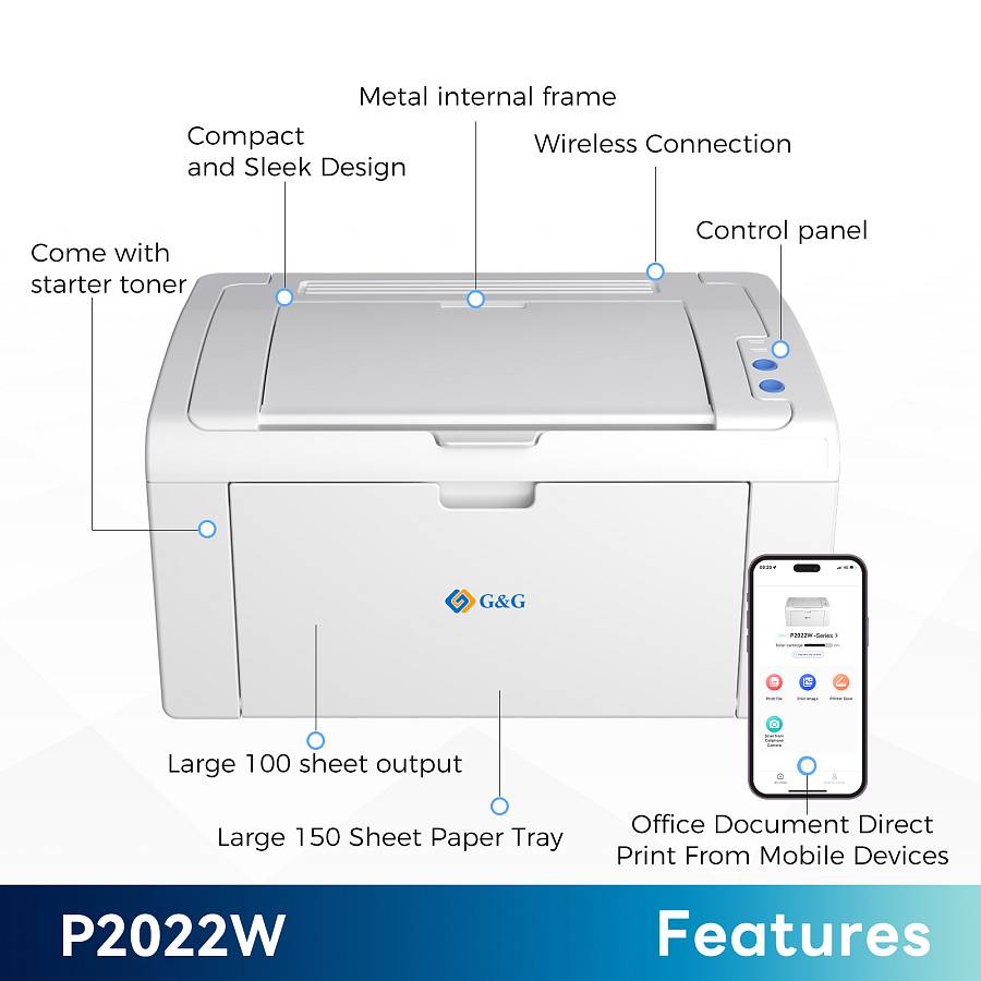G&G P2022W, Single Funzione A4, 22ppm , Wi-Fi